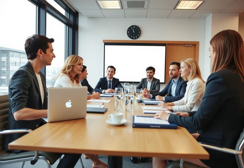 Team meeting in modern conference room