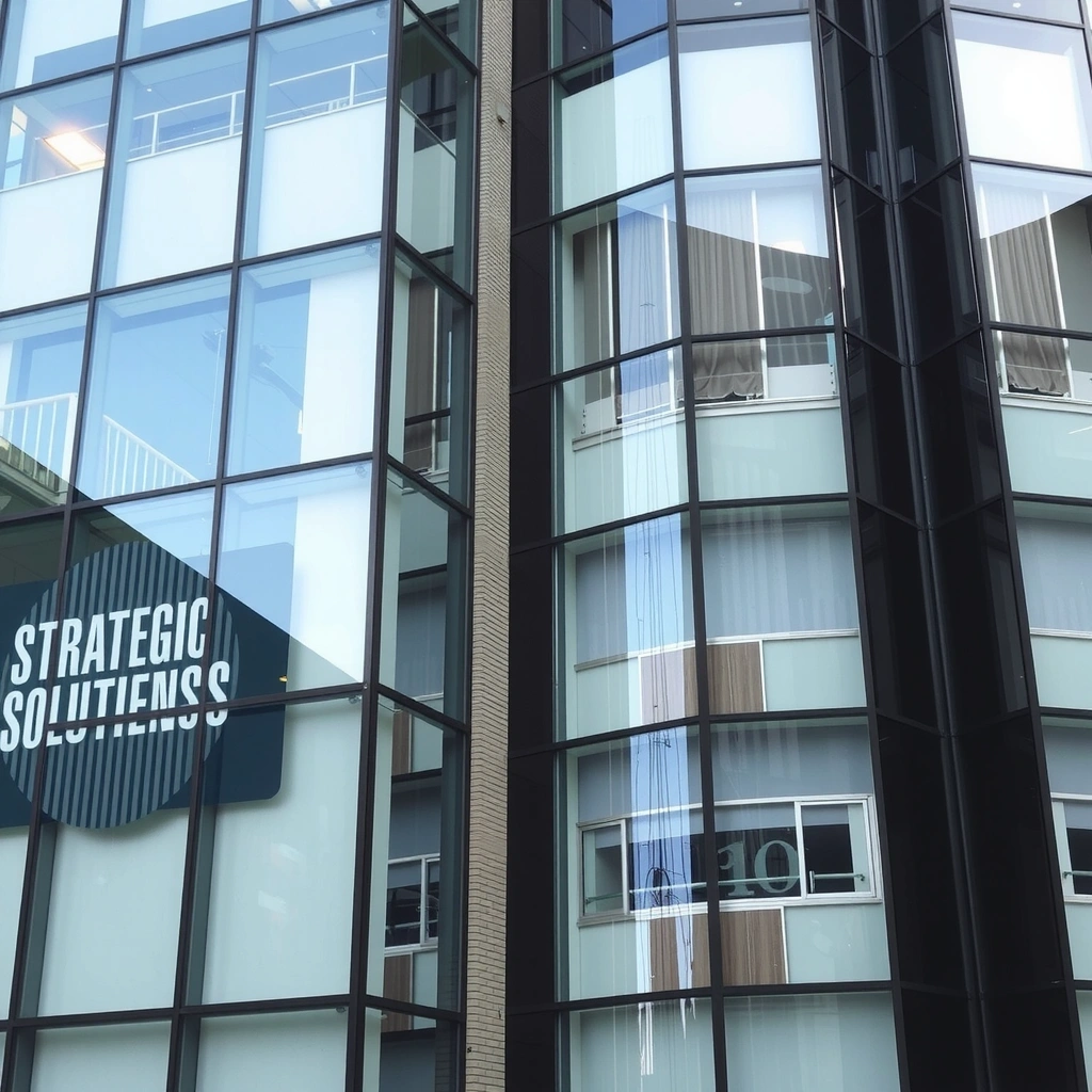 Modern office skyline representing strategic marketing solutions